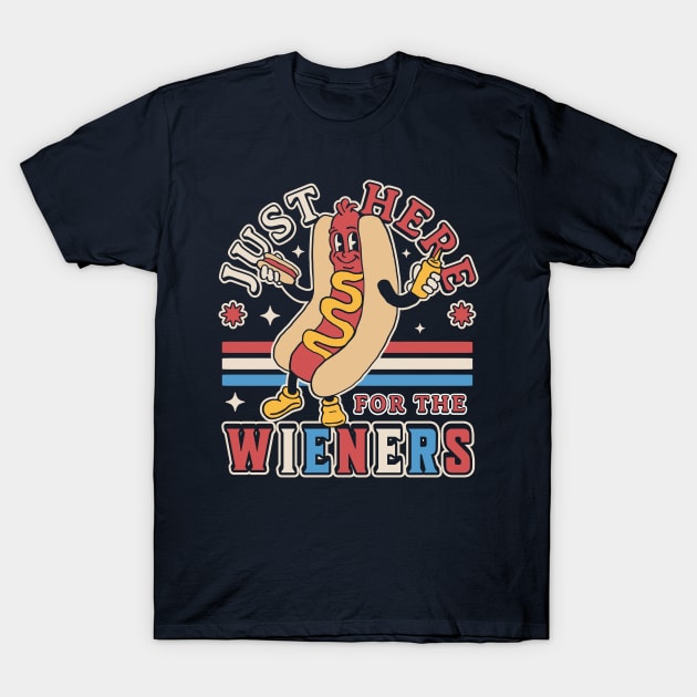 I'm Just Here for the Wieners - 4th of July Hot Dog Funny T-Shirt by OrangeMonkeyArt